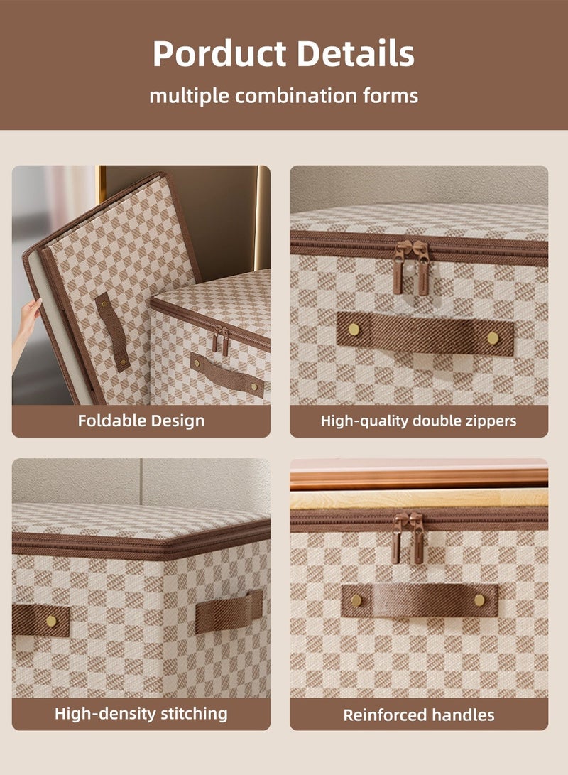 4 صناديق تخزين مع أغطية (8 لتر و 25 لتر)، منظم ملابس قابل للطي مع مقابض، صناديق تخزين قابلة للغسل مع سحابات، منظم خزانة ملابس كبير السعة للملابس والألعاب والإكسسوارات، منظمات خزانة قابلة لإعادة الاستخدام وصناديق تخزين موفرة للمساحة - Image 4